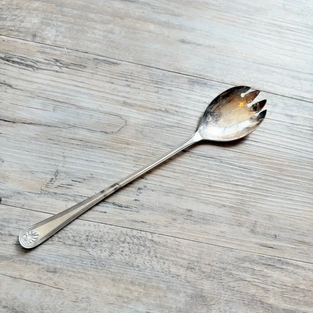Vintage Sheffield England Silverplate Salad Serving Spoon Spork 9.5